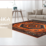 Ultra Soft Area Rug, Non Slip, Stain Resistant, Washable Area Rugs for Living Room, Bedroom, Vibrant Floral Boho Aesthetic(Orange)