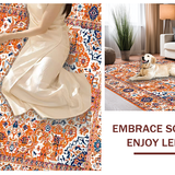 Ultra Soft Area Rug, Non Slip, Stain Resistant, Washable Area Rugs for Living Room, Bedroom, Elegant Distressed Flower Motif(Orange)