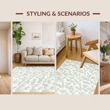 Ultra Soft Area Rug, Non Slip, Stain Resistant, Washable Area Rugs for Living Room, Bedroom, Airy Pastel Floral Aesthetic(Green)