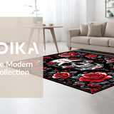Ultra Soft Area Rug, Non Slip, Stain Resistant, Washable Area Rugs for Living Room, Bedroom, Elegant Red and Black Motif(Red)