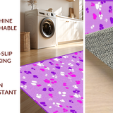 Ultra Soft Area Rug, Non Slip, Stain Resistant, Washable Area Rugs for Living Room, Bedroom, Whimsical Colorful Paw Print Aesthetic(Purple)