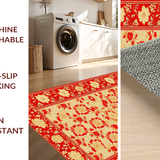 Ultra Soft Area Rug, Non Slip, Stain Resistant, Washable Area Rugs for Living Room, Bedroom, Vibrant Floral Radiance Motif(Red)