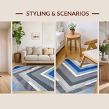 Ultra Soft Area Rug, Non Slip, Stain Resistant, Washable Area Rugs for Living Room, Bedroom, Rustic Patterned Layered Visuals(Blue)