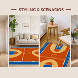 Ultra Soft Area Rug, Non Slip, Stain Resistant, Washable Area Rugs for Living Room, Bedroom, Striking Colorful Court Layout(Brown)