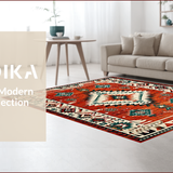 Ultra Soft Area Rug, Non Slip, Stain Resistant, Washable Area Rugs for Living Room, Bedroom, Tribal Distressed Ethnic Aesthetic(Red)