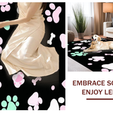 Ultra Soft Area Rug, Non Slip, Stain Resistant, Washable Area Rugs for Living Room, Bedroom, Playful Colorful Paw Print Motif(Black)