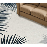 Ultra Soft Area Rug, Non Slip, Stain Resistant, Washable Area Rugs for Living Room, Bedroom, Chic Grey Coastal Leaf Pattern(Blue)
