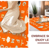 Ultra Soft Area Rug, Non Slip, Stain Resistant, Washable Area Rugs for Living Room, Bedroom, Brightly Designed Interactive Element(Orange)