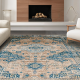 Ultra Soft Area Rug, Non Slip, Stain Resistant, Washable Area Rugs for Living Room, Bedroom, Sleek Contemporary Ogee Pattern(Beige)