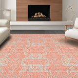 Ultra Soft Area Rug, Non Slip, Stain Resistant, Washable Area Rugs for Living Room, Bedroom, Chic Minimalist Ogee Pattern(Orange)