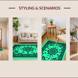 Ultra Soft Area Rug, Non Slip, Stain Resistant, Washable Area Rugs for Living Room, Bedroom, Green and Turquoise Meditation Space Easy Care Carpet(Blue)