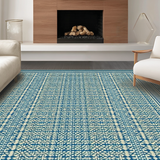 Ultra Soft Area Rug, Non Slip, Stain Resistant, Washable Area Rugs for Living Room, Bedroom, Abstract Lattice Design in Blue(Blue)