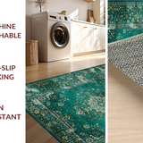 Ultra Soft Area Rug, Non Slip, Stain Resistant, Washable Area Rugs for Living Room, Bedroom, Eclectic Green Tinted Elegance(Blue)