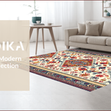 Ultra Soft Area Rug, Non Slip, Stain Resistant, Washable Area Rugs for Living Room, Bedroom, Boho Cream Multi High Traffic Living Room Rug(White)