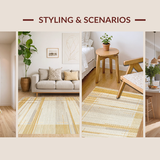 Ultra Soft Area Rug, Non Slip, Stain Resistant, Washable Area Rugs for Living Room, Bedroom, Elegant Beige Geometric Aesthetic(Gold)
