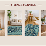 Ultra Soft Area Rug, Non Slip, Stain Resistant, Washable Area Rugs for Living Room, Bedroom, Vintage Floral Non-Slip Living Room(Blue) - ODIKA