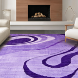 Ultra Soft Area Rug, Non Slip, Stain Resistant, Washable Area Rugs for Living Room, Bedroom, Lively Modern Swirl Pattern(Purple)