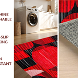 Ultra Soft Area Rug, Non Slip, Stain Resistant, Washable Area Rugs for Living Room, Bedroom, Artful Circular Design Aesthetic(Red)