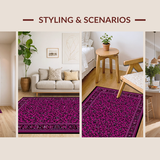 Ultra Soft Area Rug, Non Slip, Stain Resistant, Washable Area Rugs for Living Room, Bedroom, Elegant Curvilinear Scrollwork Design(Purple)