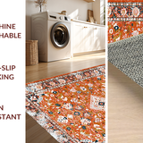 Ultra Soft Area Rug, Non Slip, Stain Resistant, Washable Area Rugs for Living Room, Bedroom, Rustic Warm Toned Diamond Design(Orange)