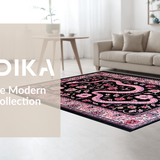 Ultra Soft Area Rug, Non Slip, Stain Resistant, Washable Area Rugs for Living Room, Bedroom, Trendy Vibrant Botanical Look(Black)