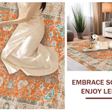 Ultra Soft Area Rug, Non Slip, Stain Resistant, Washable Area Rugs for Living Room, Bedroom, Trendy Faded Geometric Arrangement(Orange)