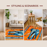 Ultra Soft Area Rug, Non Slip, Stain Resistant, Washable Area Rugs for Living Room, Bedroom, Lively Abstract Wildlife Design(Orange)