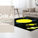 Ultra Soft Area Rug, Non Slip, Stain Resistant, Washable Area Rugs for Living Room, Bedroom, Whimsical Galactic Exploration Theme(Yellow)
