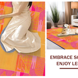 Ultra Soft Area Rug, Non Slip, Stain Resistant, Washable Area Rugs for Living Room, Bedroom, Eclectic Round Color Splash Design(Orange)