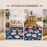 Ultra Soft Area Rug, Non Slip, Stain Resistant, Washable Area Rugs for Living Room, Bedroom, Vibrant Rustic Diamond Layout(Blue)