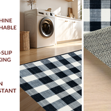 Ultra Soft Area Rug, Non Slip, Stain Resistant, Washable Area Rugs for Living Room, Bedroom, Black and White Plaid Outdoor Area Rug(Black)