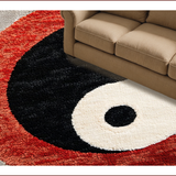 Ultra Soft Area Rug, Non Slip, Stain Resistant, Washable Area Rugs for Living Room, Bedroom, yin yang circle rug(Red)