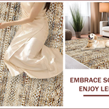 Ultra Soft Area Rug, Non Slip, Stain Resistant, Washable Area Rugs for Living Room, Bedroom, Light Brown Farmhouse Dining Table Area Rug(White)