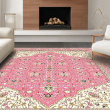 Ultra Soft Area Rug, Non Slip, Stain Resistant, Washable Area Rugs for Living Room, Bedroom, Traditional Floral Pink Elegance(Pink)