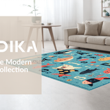 Ultra Soft Area Rug, Non Slip, Stain Resistant, Washable Area Rugs for Living Room, Bedroom, Preschool ABC Number Educational Ocean Creature Play Area Rug(Blue)