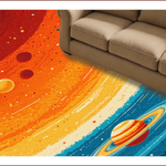 Ultra Soft Area Rug, Non Slip, Stain Resistant, Washable Area Rugs for Living Room, Bedroom, Solar System Kids Learning(Orange) - ODIKA