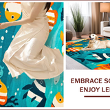 Ultra Soft Area Rug, Non Slip, Stain Resistant, Washable Area Rugs for Living Room, Bedroom, Playful Oceanic Animal Design(Blue)