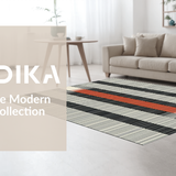 Ultra Soft Area Rug, Non Slip, Stain Resistant, Washable Area Rugs for Living Room, Bedroom, Sleek Minimalist Black and White Motif(Black)