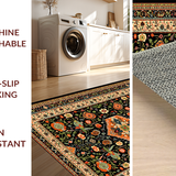 Ultra Soft Area Rug, Non Slip, Stain Resistant, Washable Area Rugs for Living Room, Bedroom, Artistic Black and Orange Visuals(Black)