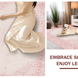 Ultra Soft Area Rug, Non Slip, Stain Resistant, Washable Area Rugs for Living Room, Bedroom, Scalloped Edge Bow Motif Rug with Coquette Ribbon Pattern and Preppy Charm(Pink)