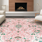 Ultra Soft Area Rug, Non Slip, Stain Resistant, Washable Area Rugs for Living Room, Bedroom, Cozy Vintage Botanical Charm(Pink)