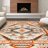 Ultra Soft Area Rug, Non Slip, Stain Resistant, Washable Area Rugs for Living Room, Bedroom, Rustic Earthy Tribal Geometry(Orange)