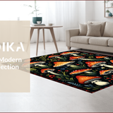 Ultra Soft Area Rug, Non Slip, Stain Resistant, Washable Area Rugs for Living Room, Bedroom, Witchy Black Mushroom Kitchen Runner Rug(Red)