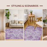 Ultra Soft Area Rug, Non Slip, Stain Resistant, Washable Area Rugs for Living Room, Bedroom, Stylish Curved Linear Motif(Purple)