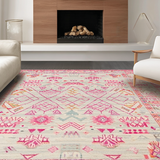 Ultra Soft Area Rug, Non Slip, Stain Resistant, Washable Area Rugs for Living Room, Bedroom, Subtle Neutral Boho Chic Appeal(Pink)