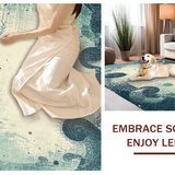 Ultra Soft Area Rug, Non Slip, Stain Resistant, Washable Area Rugs for Living Room, Bedroom, Marine Life Inspired Rug With Elegant Tentacle Swirl Pattern For Decor(Blue)
