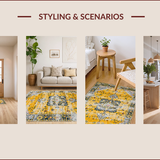 Ultra Soft Area Rug, Non Slip, Stain Resistant, Washable Area Rugs for Living Room, Bedroom, Rustic Earth Toned Geometric Motif(Yellow)