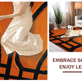 Ultra Soft Area Rug, Non Slip, Stain Resistant, Washable Area Rugs for Living Room, Bedroom, Chic Athletic Motif Ensemble(Orange)