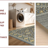 Ultra Soft Area Rug, Non Slip, Stain Resistant, Washable Area Rugs for Living Room, Bedroom, Elegant Floral Patterned Motif(Gray)