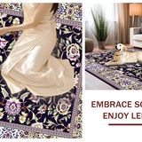 Ultra Soft Area Rug, Non Slip, Stain Resistant, Washable Area Rugs for Living Room, Bedroom, Vibrant Floral Accents on Beige(Purple)